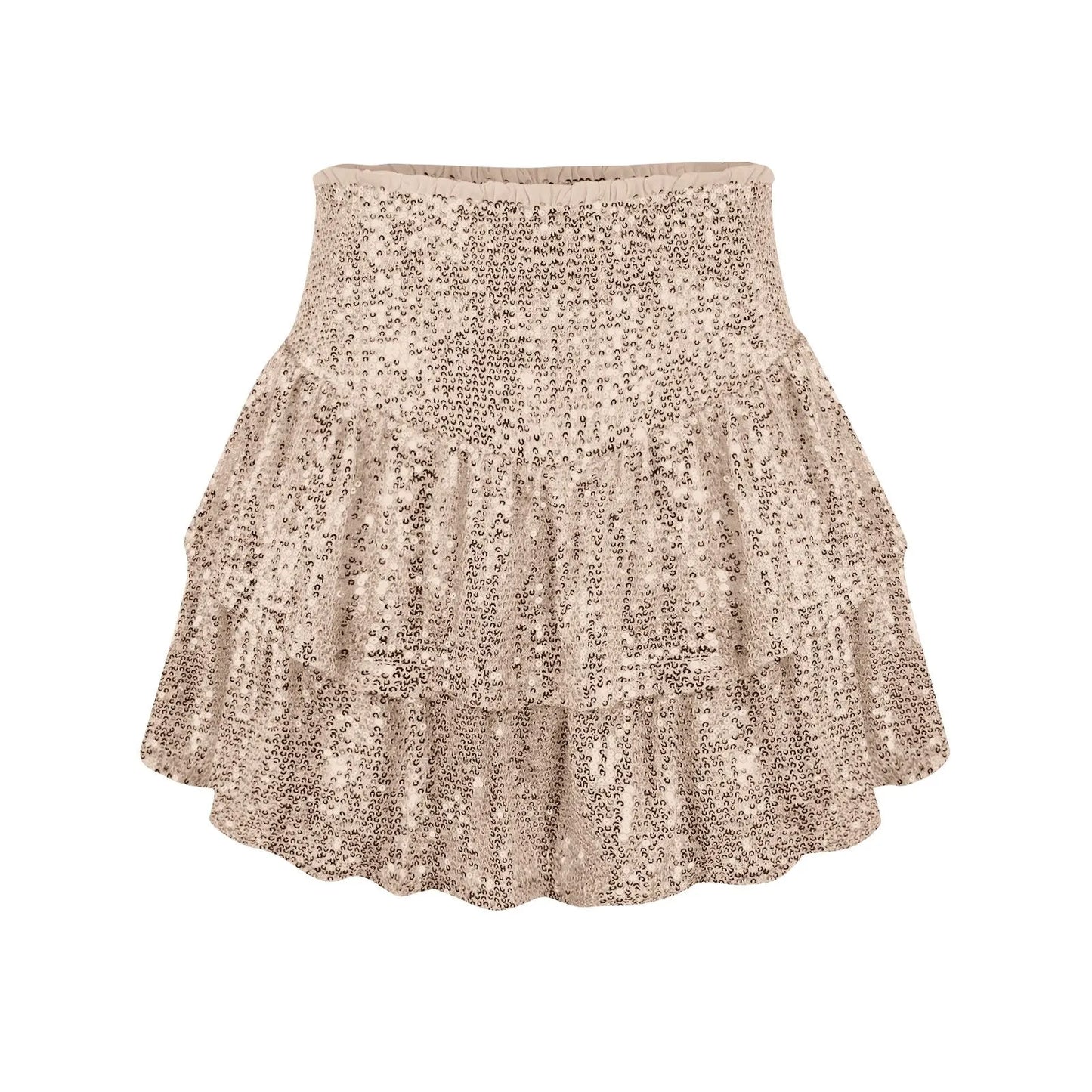 2024 Fashion Party Evening Clothes for Women Summer Sexy Elastic High Waist Sequin Mini Pleated Skirts Streetwear Short Dress