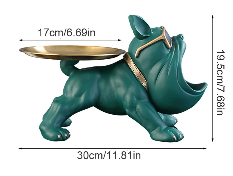 30cm ホームデコレーション ブルドッグ 置物 犬像 収納ボックス 動物飾り 樹脂工芸 アート彫刻 置物 ホーム 子犬彫刻