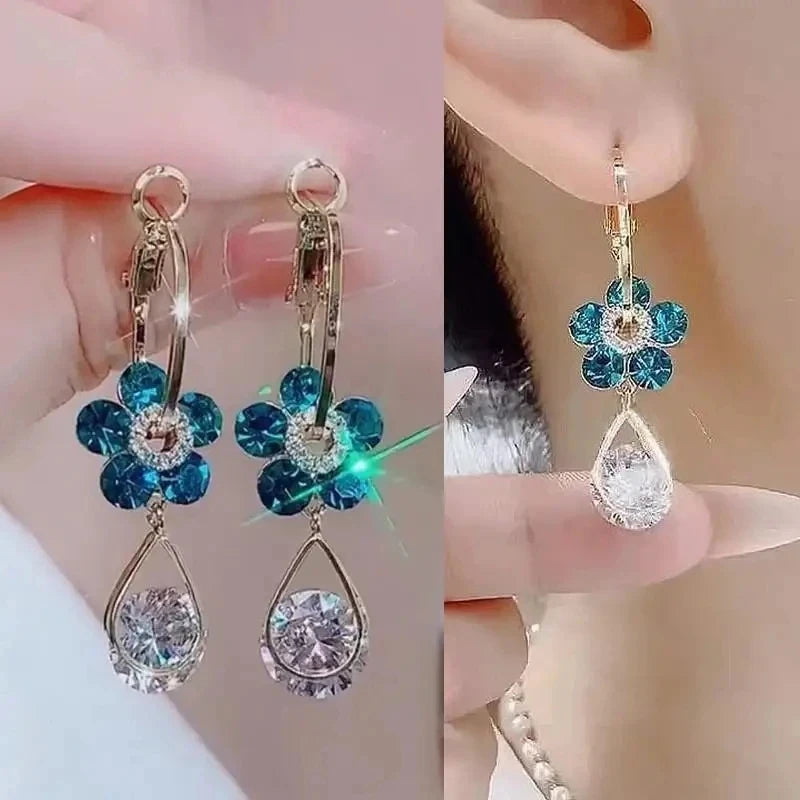 925 Silver Needle Blue Purple Butterfly Long Tassel Earrings For Women Jewelry 2025 Trending New Korean Crystal Drop Earrings