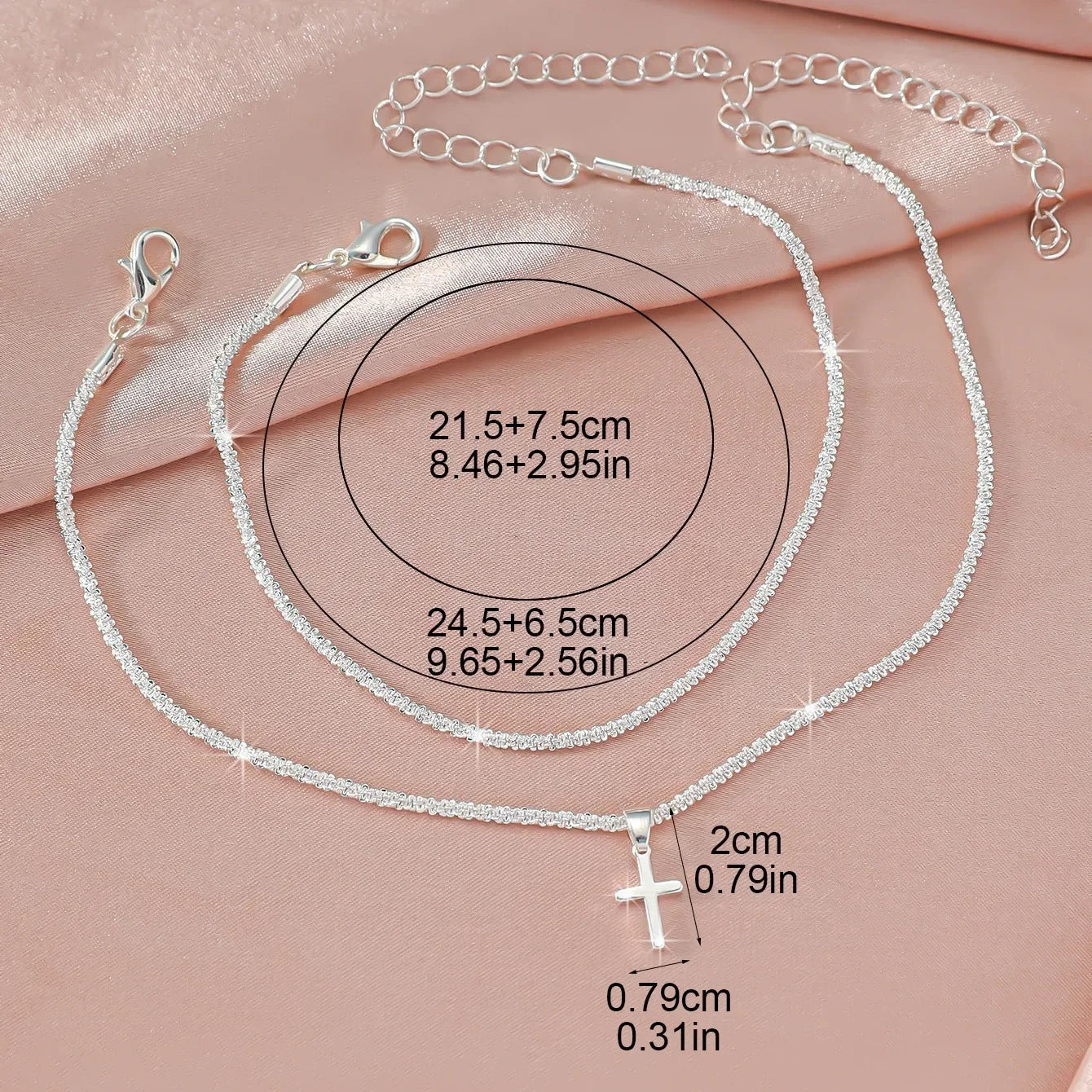 Sparkling Thin Chain Anklet Bracelet for Women Zircon Cross Pendant Bracelet on Leg Foot 2024 Trendy Boho Summer Beach Jewellry