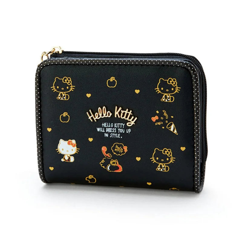 Sanrio Cinnamoroll Kuromi My Melody Hello Kitty Kawaii PU Leather Wallet Card Holders Casual Coin Purse Money Bag