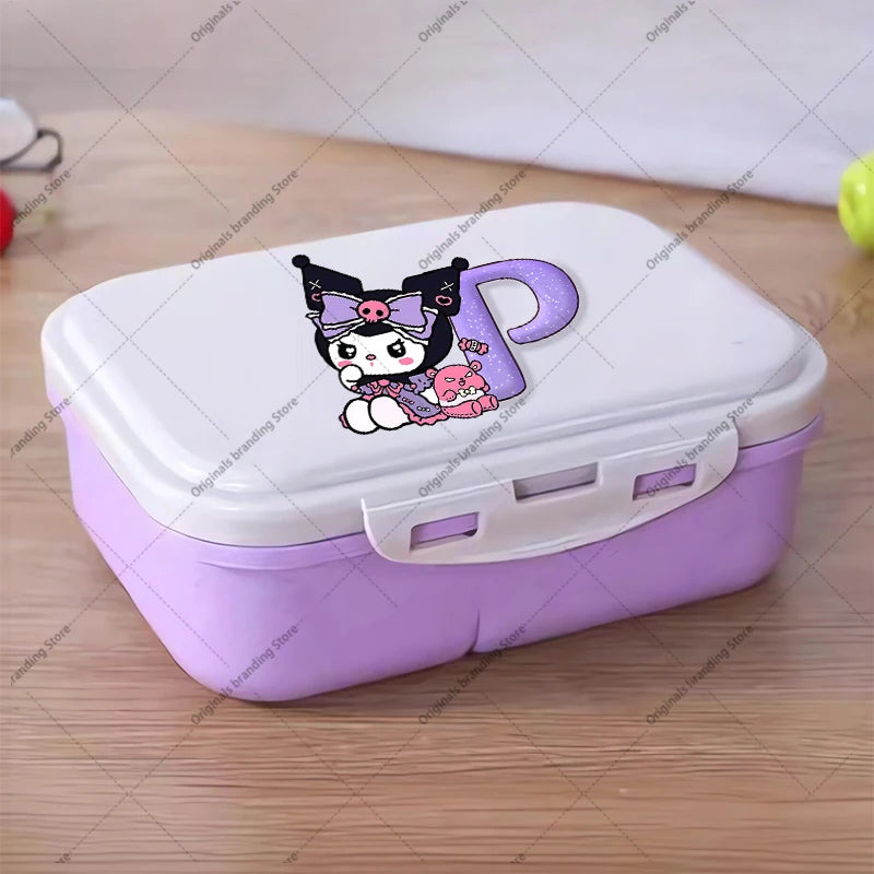 Kuromi 26 Letters Lunch Box Kawaii Girl Portable Bento Rice Boxs Student Hermetic Food Crisper Single Layer Capacity Kids Gift