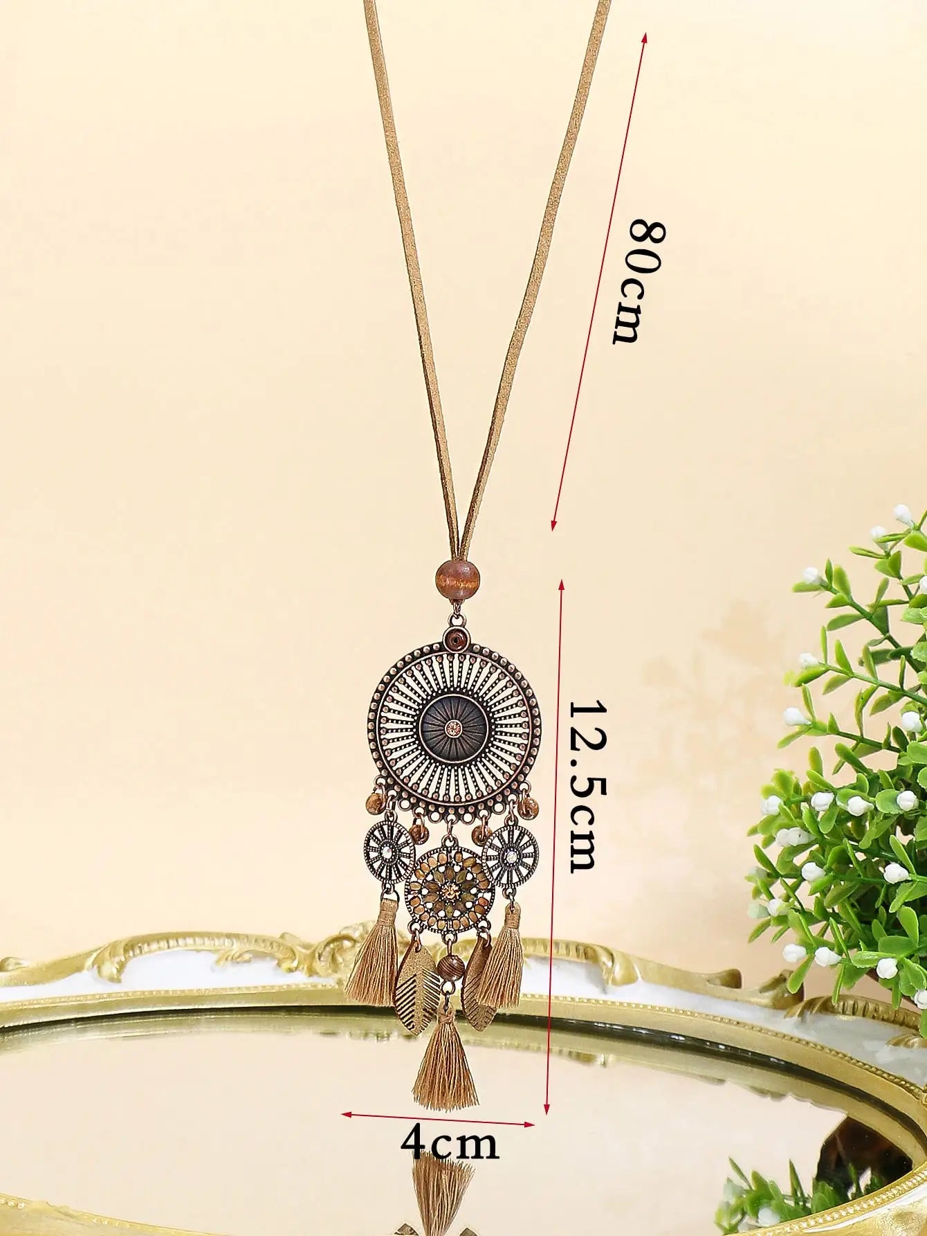 Vintage Ethnic Style Long Women's Necklace Metal Chain Wheel Tassel Necklace Women's Daily Vacation Can Wear Gift