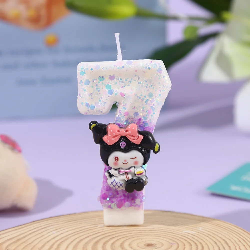 Kawaii Kuromi Birthday Candle Sanrio Purple 0-9 number Candles Birthday Cake Decoration Anniversary Party Candles Scene supplies