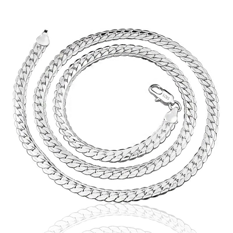 18Kゴールド/シルバーカラー 6mm フルサイドウェイネックレス 8/18/20/24インチチェーン レディース メンズ ファッション ウェディング エンゲージメントジュエリー