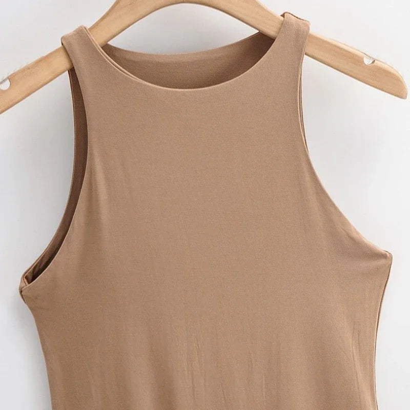 Tanks Tops Women American Skinny Basic Sleeveless Ladies Summer Solid Simple All-match Casual Sexy O-neck Streetwear Clothing