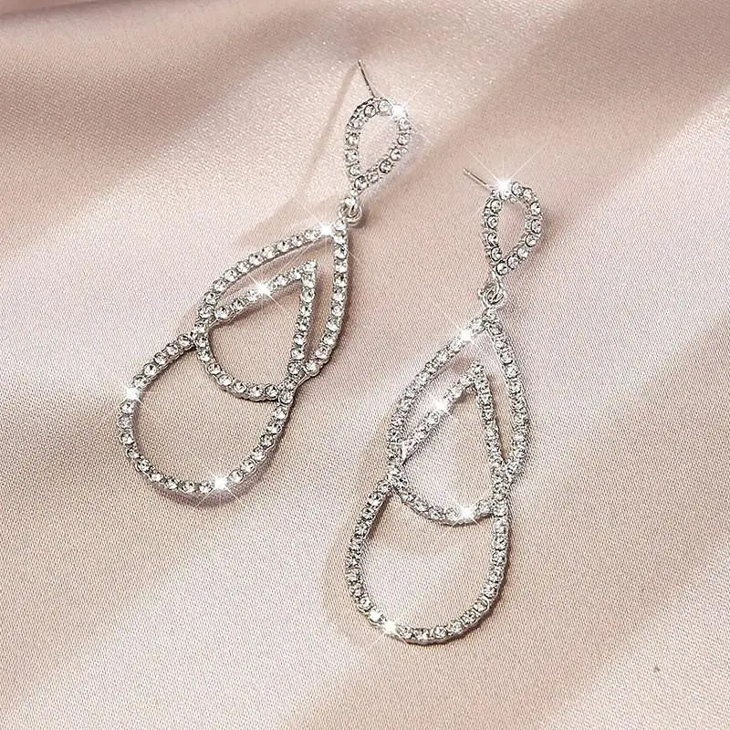 925 Silver Needle Korean Fashion Big Crystal Heart Earrings For Women Jewelry 2025 Trending New Luxury Women's Zircon Earrings