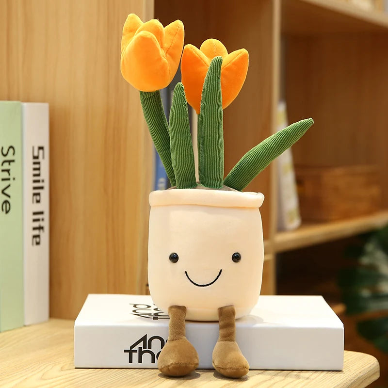 25cm シミュレーション 漫画 プラントポットシリーズ ぬいぐるみ 多肉植物 チューリップ ユリ ぬいぐるみ おもちゃ ホームデコレーション リビングルーム 寝室 女の子へのギフト