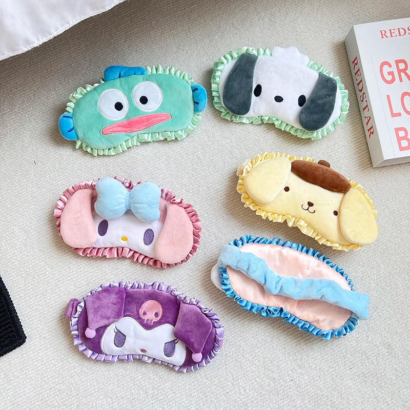 Sanrio Cute Sleeping Eyepatch Cinnamoroll Kuromi Plush Eye Patch Girl Pochacco My Melody Shading Eye Mask Travel Rest Eyepatch
