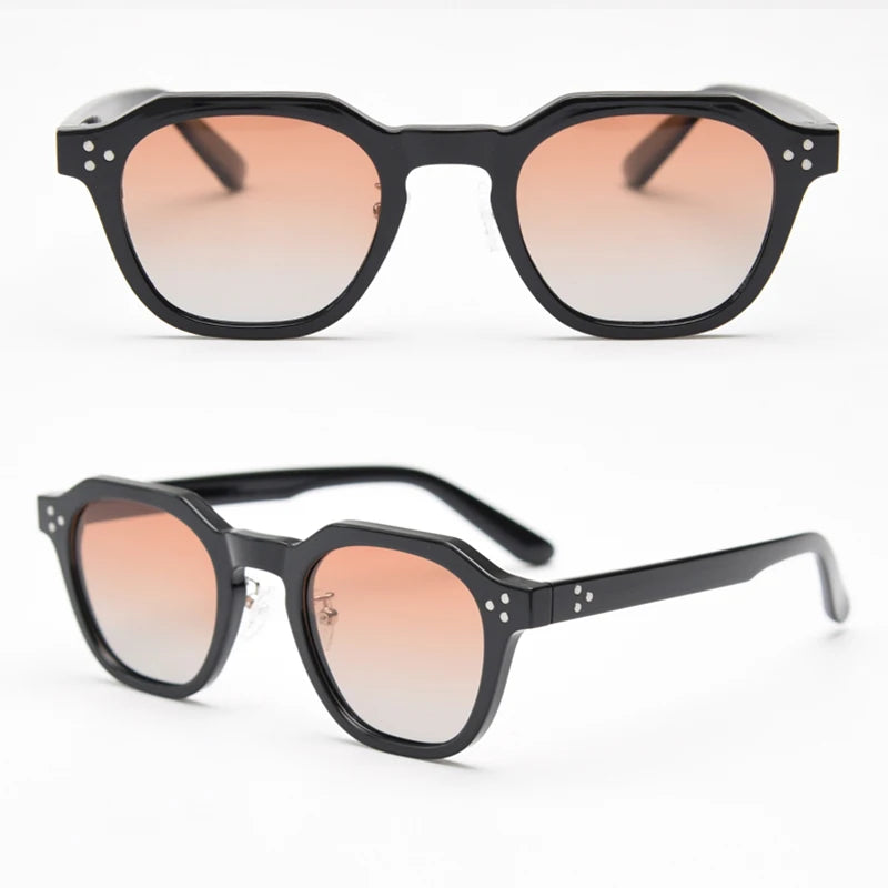 Peekaboo korean style retro sun glasses for women TR90 frame polygon polarized sunglasses uv400 male green brown 2023 summer