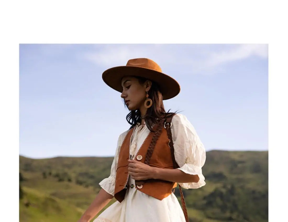 Fashion Women's Brown Button Vest Waistcoat
