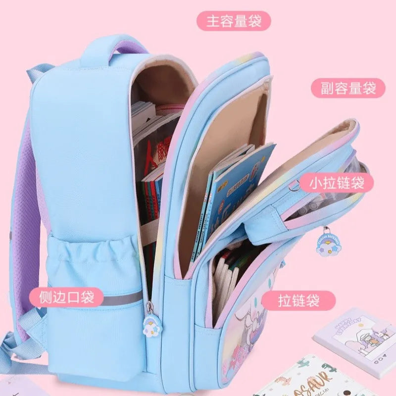 New Kuromi 2-Wheel Trolley School Bag Girls Cartoon Melody Backpack Load-Reducing Large Capacity 6-Wheel Trolley Backpack