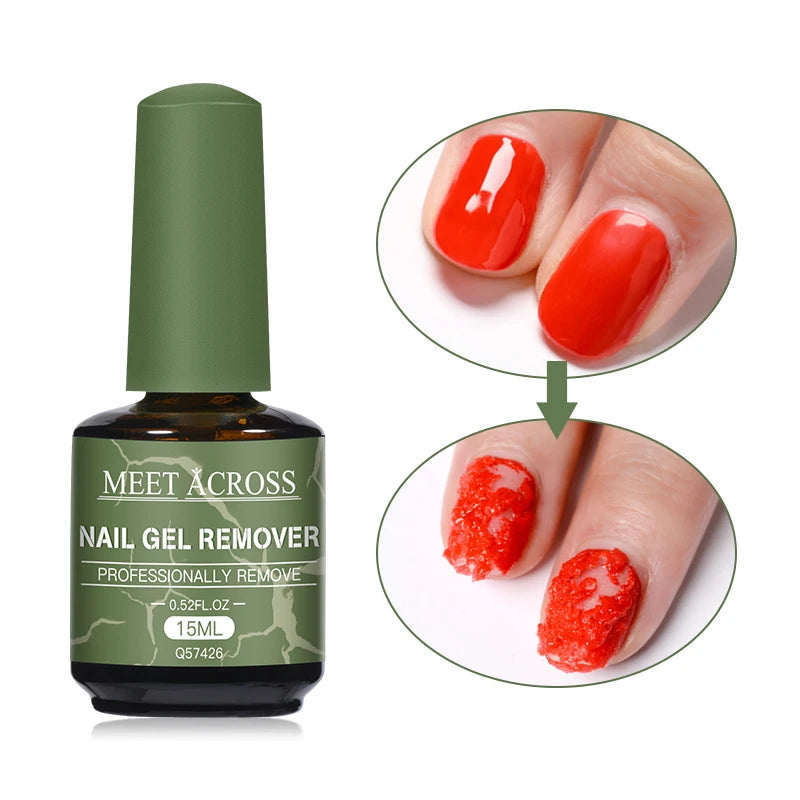 MEET ACROSS 15ml マジックファストネイルジェルポリッシュリムーバー クリーンUVソークオフ セミパーマネントワニス ネイルアート除去ツール マニキュア