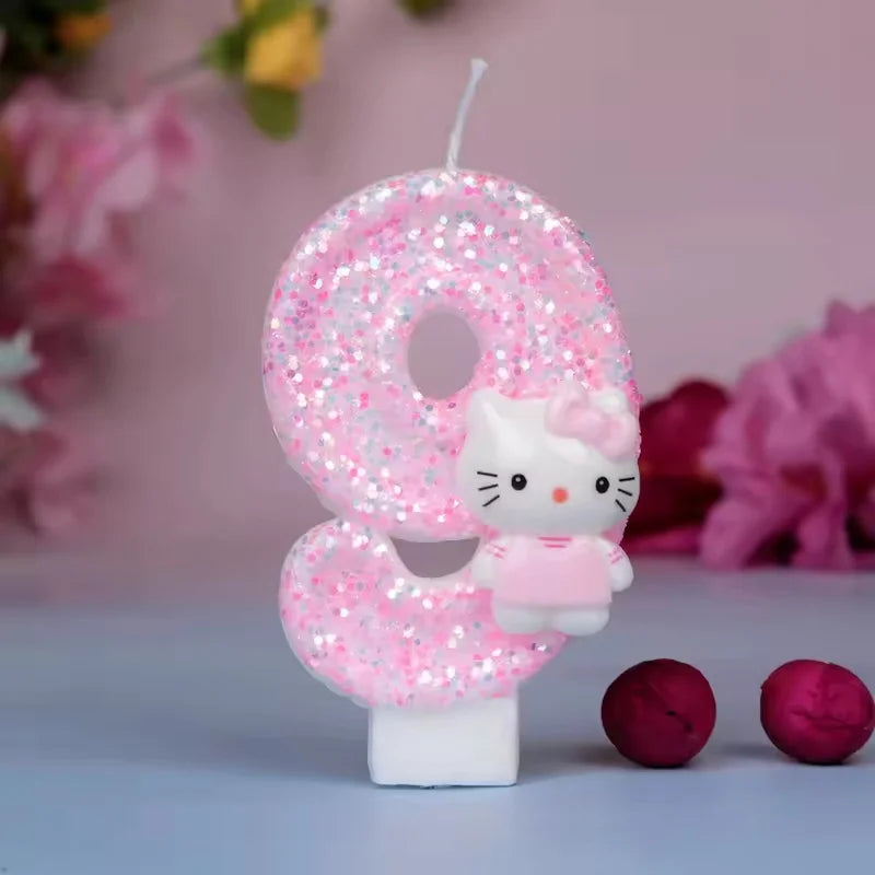 Sanrio Cute Hello Kitty Fun Digital Candles Creative Kawaii Cartoon Pattern Party Decoration Supplies Birthday Cake Accessories