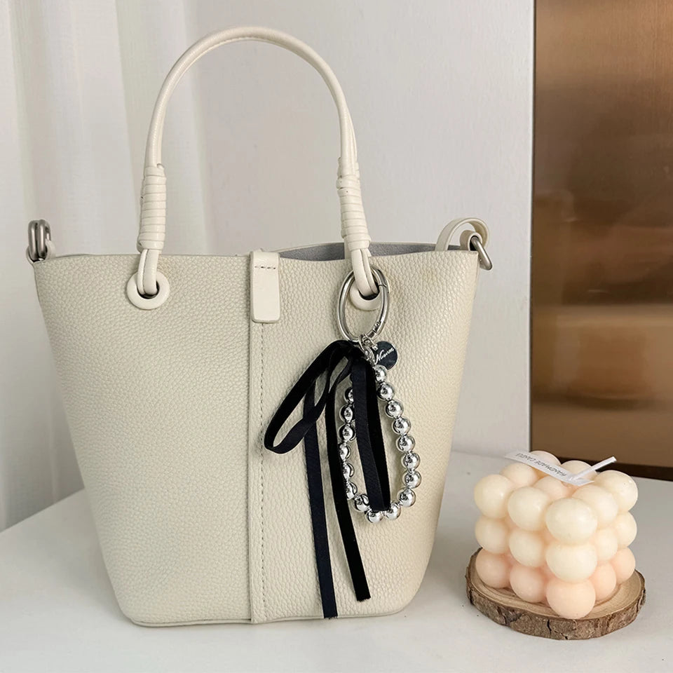 ZAKOL Elegant Pearls Ribbon Bowknot Bag Hanging Decoration Key Chain for Women Beads Key Rings Jewelry Girl Accessories