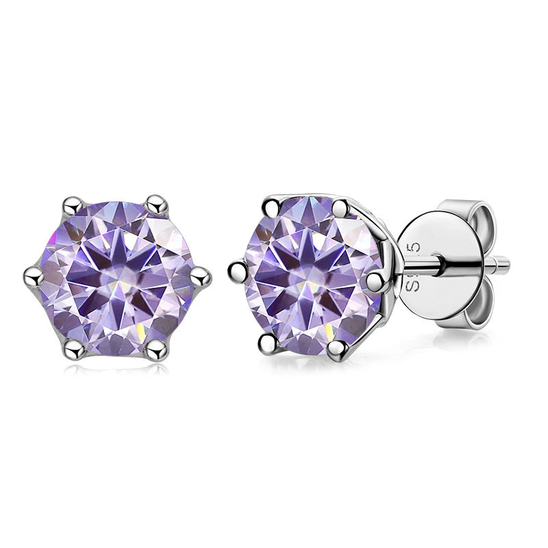 Butterflykiss Real 1 CT D Color Moissanite Stud Earrings For Women Top Quality 925 Sterling Silver Sparkling Wedding Jewelry