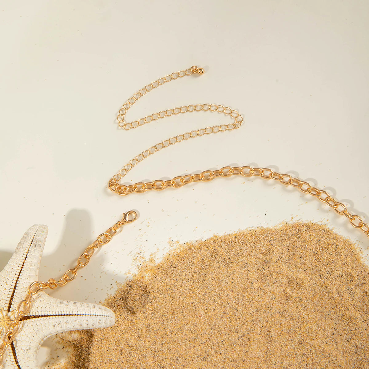 Docona Bohemian Sea Star Conch Waist Chain Women Summer Beach Party Shell Imitation Pearl Body Chain Holiday Accessories