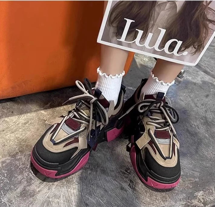 Sneakers Woman Footwear High on Platform Athletic Sports Spring Autumn Shoes for Women Trends 2024 Deals Korean New Casual Light