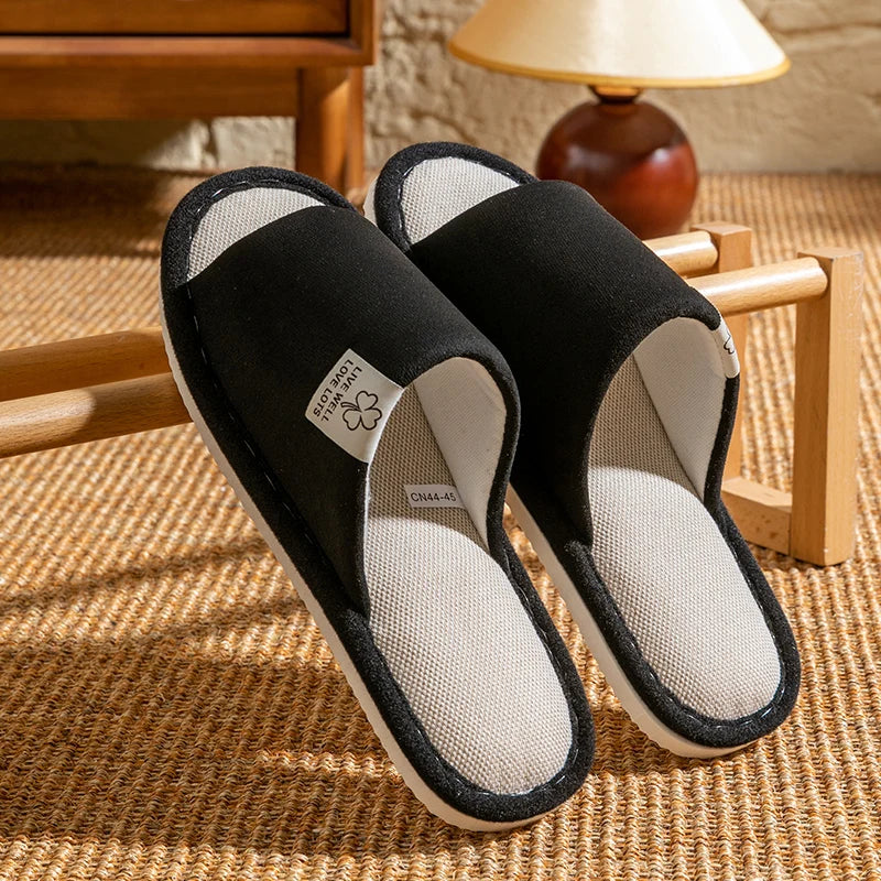 Slippers for Men,Non-Slip Soft-Soled Indoor House Slippers for Spring&Summer, All-Season Linen Home Comfortable Slippers