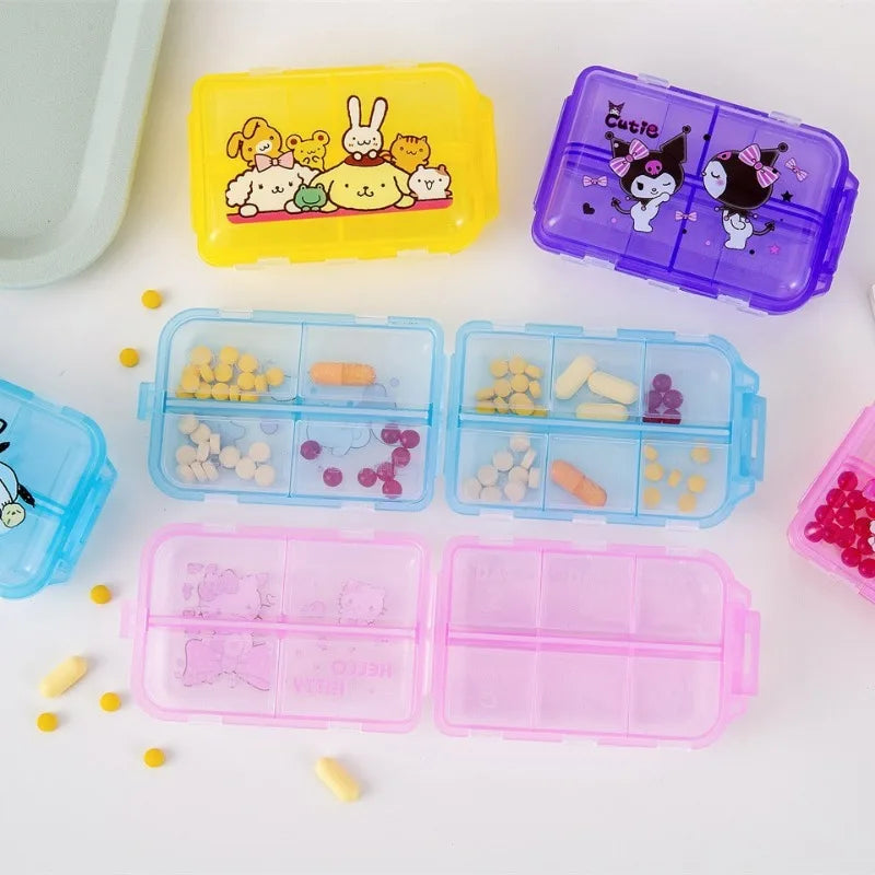 Fashion niche travel mini storage pill box Sanrio cartoon portable portable medicine box medicine sealed dispensing box