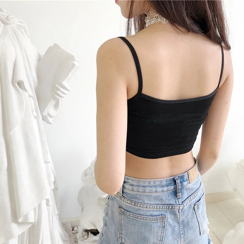 Queen Of Spades QOS Print New Fashion Sexy Crop Top Summer Women's Sexy Elastic Cotton Camis Sleeveless Short Tank Top Bar Women