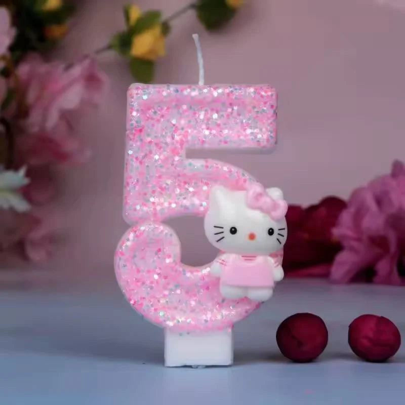 Sanrio Cute Hello Kitty Fun Digital Candles Creative Kawaii Cartoon Pattern Party Decoration Supplies Birthday Cake Accessories