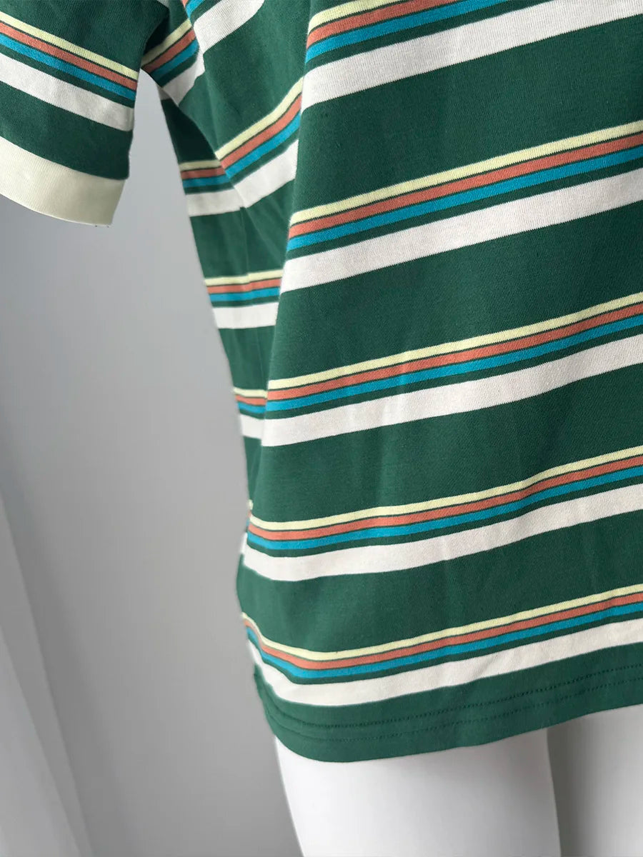 Hirsionsan Polo Neck T Shirt Women Soft Chic Tees 95% Cotton Jumper Clothes Loose Casual Pullover 2025 Summer New Crop Tops