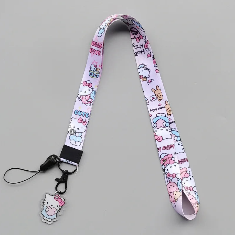 Cute Sanrio Characters Cosplay Accessories Cartoon Neck Strap Lanyard with Phone Strap and Card Holder