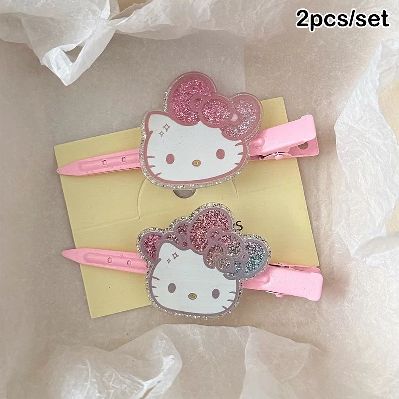 2/3/7pc Sanrio Hello Kitty Hairpin Pin Anime Cartoon Kuromi Cinnamoroll My Melody Barrettes Kawaii Hair Accessories Holiday Gift