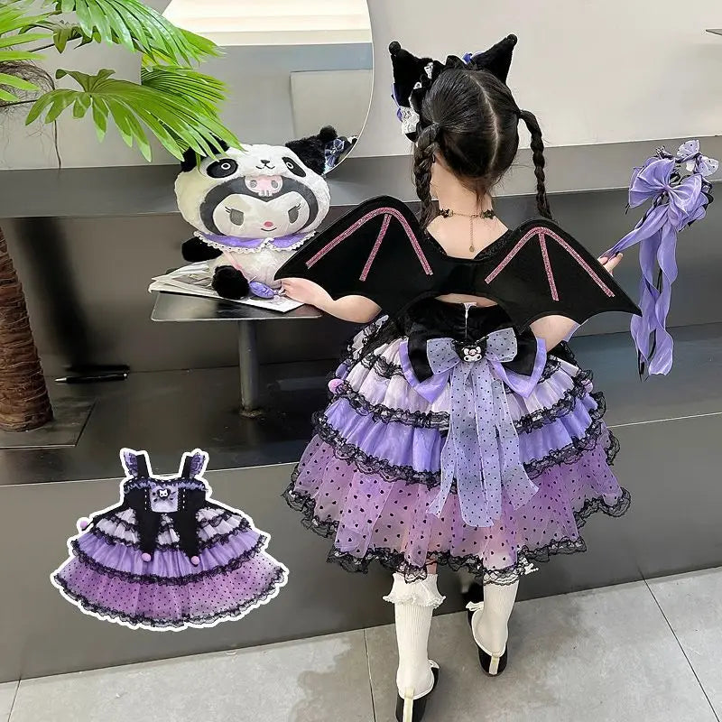 Halloween Sanrio Cosplay Princess Dress Kuromi Lolita Christmas Children's Costume Dresses Puffy Skirt Suit Cute Girls Dress