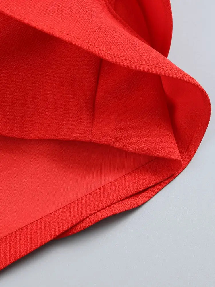 Red Brithday Dresses for Women Elegant prom Gown Sexy Strapless 3d Big Flower Evening Dress 2025 Summer Fashion Party Outfits