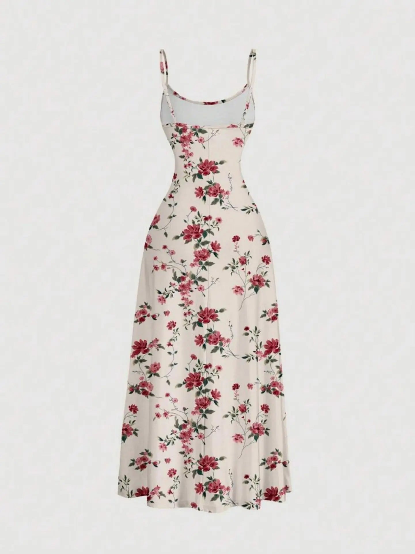 Women Summer Casual Sweet Floral Print Halter Dress High Waist Pleated Slim Fit A-line Dress Casual Vacation Dress