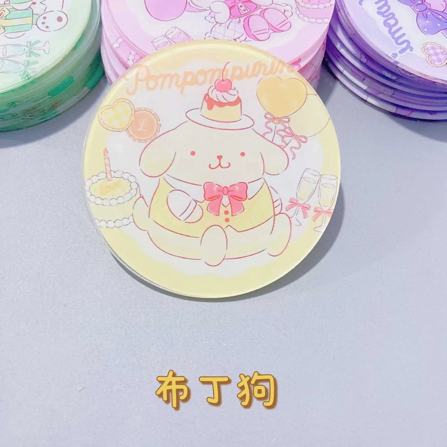 sanrio acrylic melodie cartoon double layer tea coaster cinnamon dog kuromi my piano home decoration accessories 8cm kawaii
