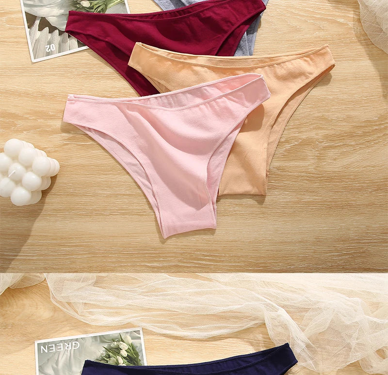 FINETOO 5PCS/Set M-XXL Panties Women Cotton Lingerie Woman Underwear Sexy Femme Underwear Girls Underpant Panty 7 Solid Colors