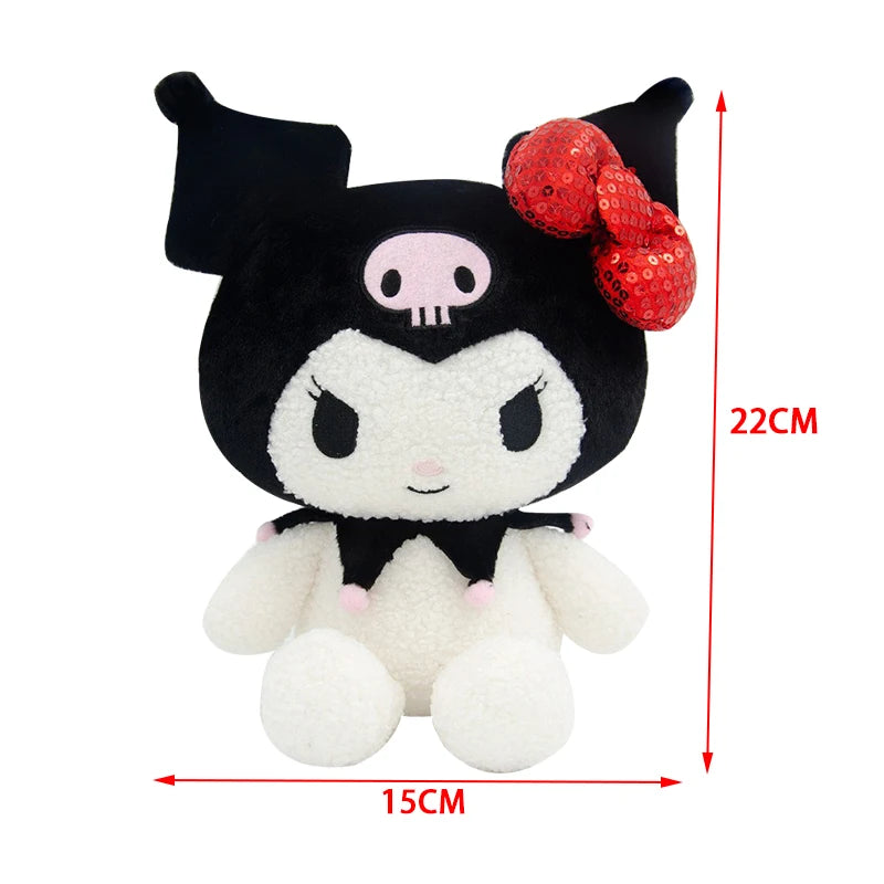 22CM Authentic Sanrio Kuromi Plush Doll Black Purple Cutecartoon Doll Girl Children's Toy Birthday Christmas Gift