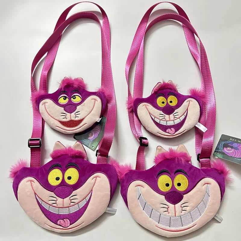Miniso & Disney Alice In Wonderland Peripheral Accessories Kawaii Cheshire Cat Plush Cute Crossbody Bag for Girl Shoulder Bag