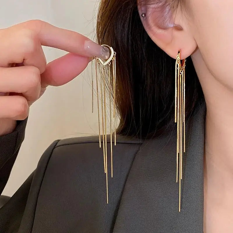 925 Silver Needle Blue Purple Butterfly Long Tassel Earrings For Women Jewelry 2025 Trending New Korean Crystal Drop Earrings