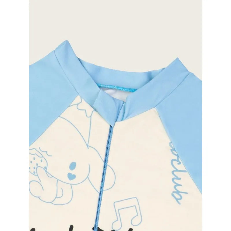 Kawaii cinnamoroll Girl Swimsuit Sanrio Anime 2024 new Summer Children Long Sleeve Bathing Suit Fashion One Piece Swimwear gifts