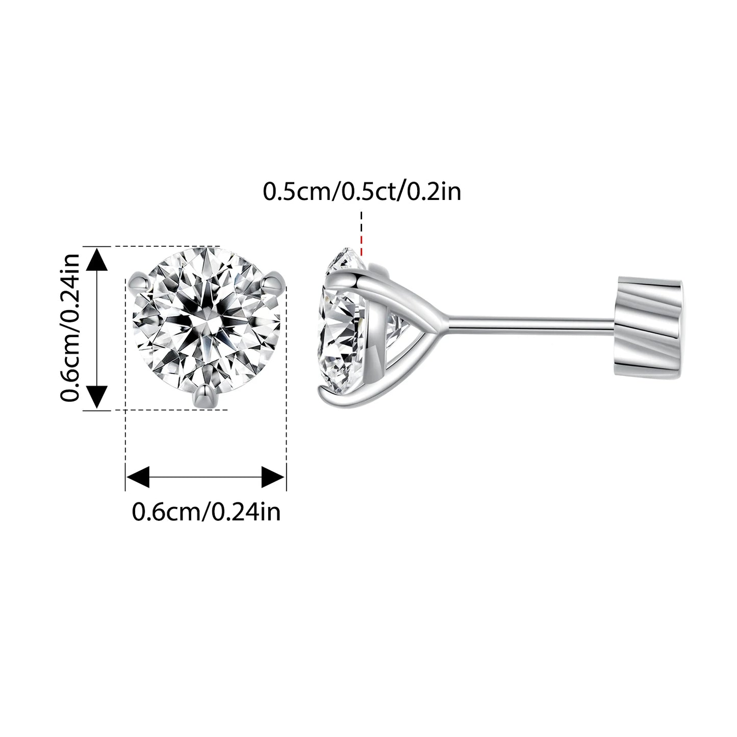 Bamoer U 1CT Moissanite Stud Earrings Round Cut Lab Diamond Platinum Plated Earrings for Women Wedding Minimalist Gift S925