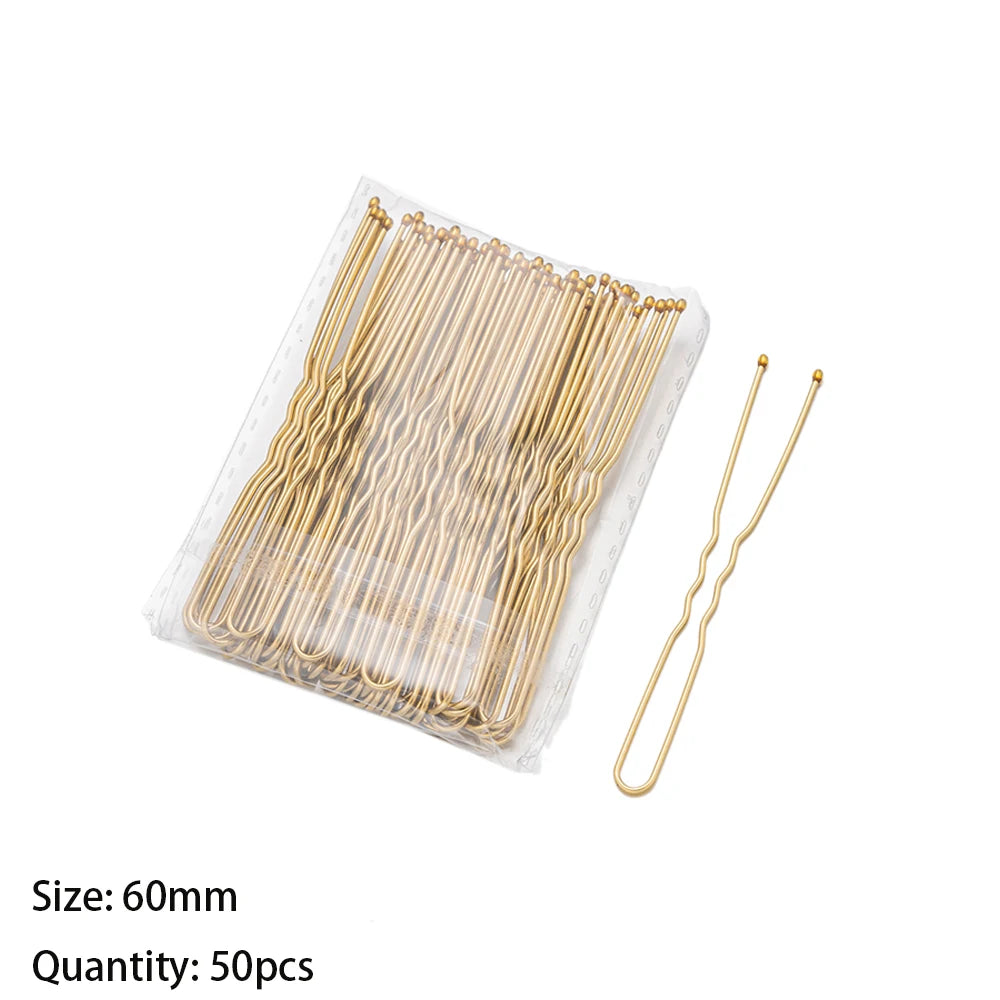 50pcs 50/60/70mm Hair Pin And Clips U Shape For Headpiece Women Girls Hairpins Accessories Bride Wedding Head Jewelry Decoration