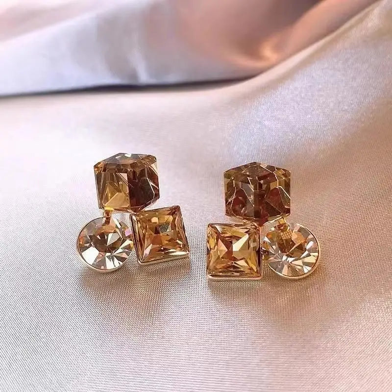 925 Silver Needle Korean Fashion Dream Colorful Crystal Earrings For Women Jewelry 2025 Trending Luxury Cube Sugar Stud Earrings