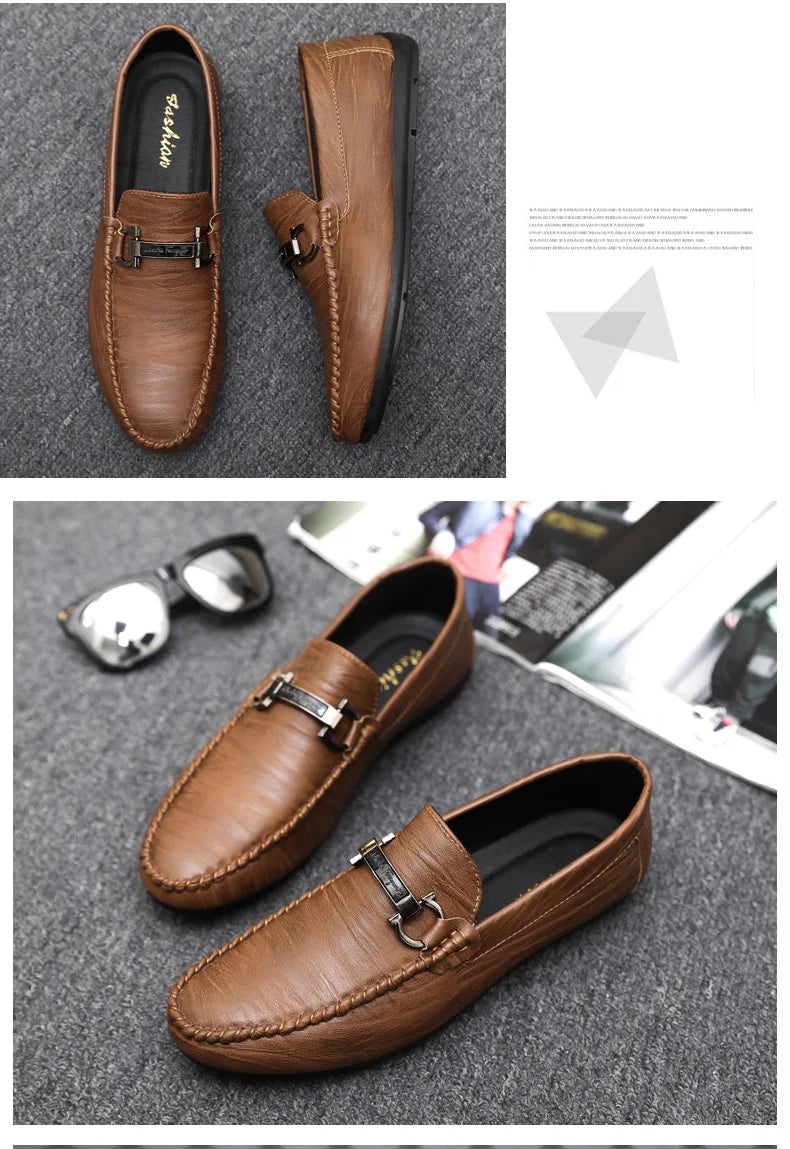 Men Loafers Shoes for Men Luxury Business Dress Shoes Comfy Slip-on Drive Moccasins Footwear Male Brand Leather Boat Shoes Men