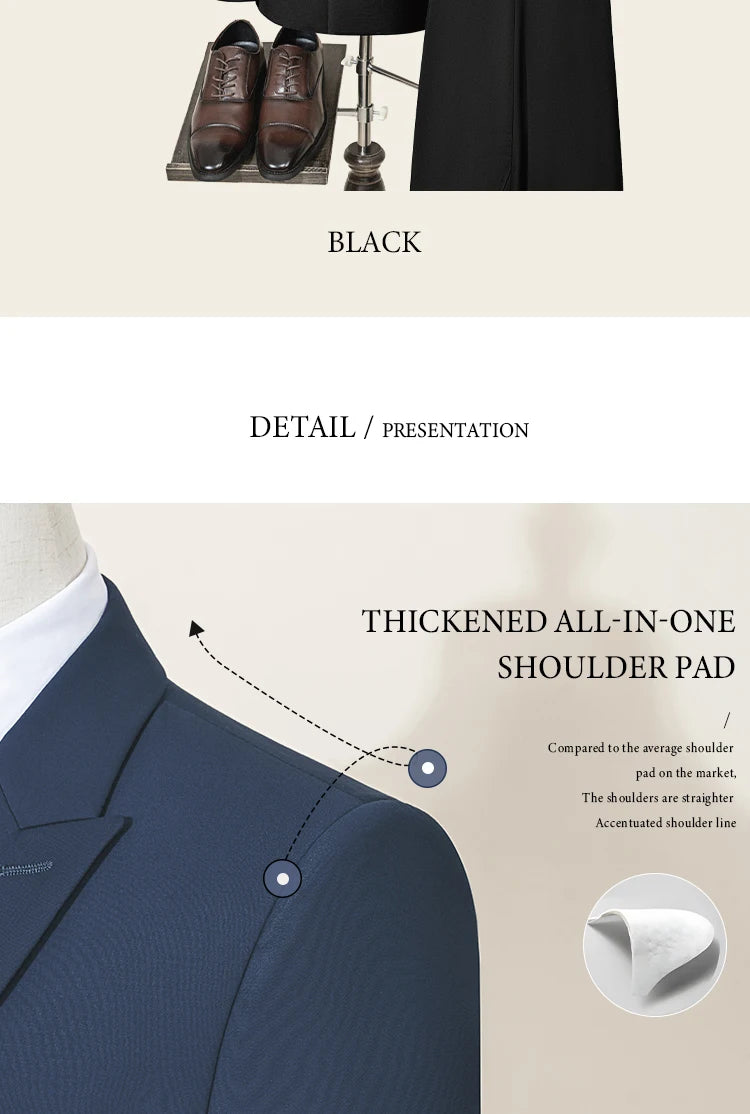 ST Cassy High Quality Men's Suit black Fashionable and Casual Slim Fit Male Groom Wedding Blazers Party Dress Jacket Coat Pants
