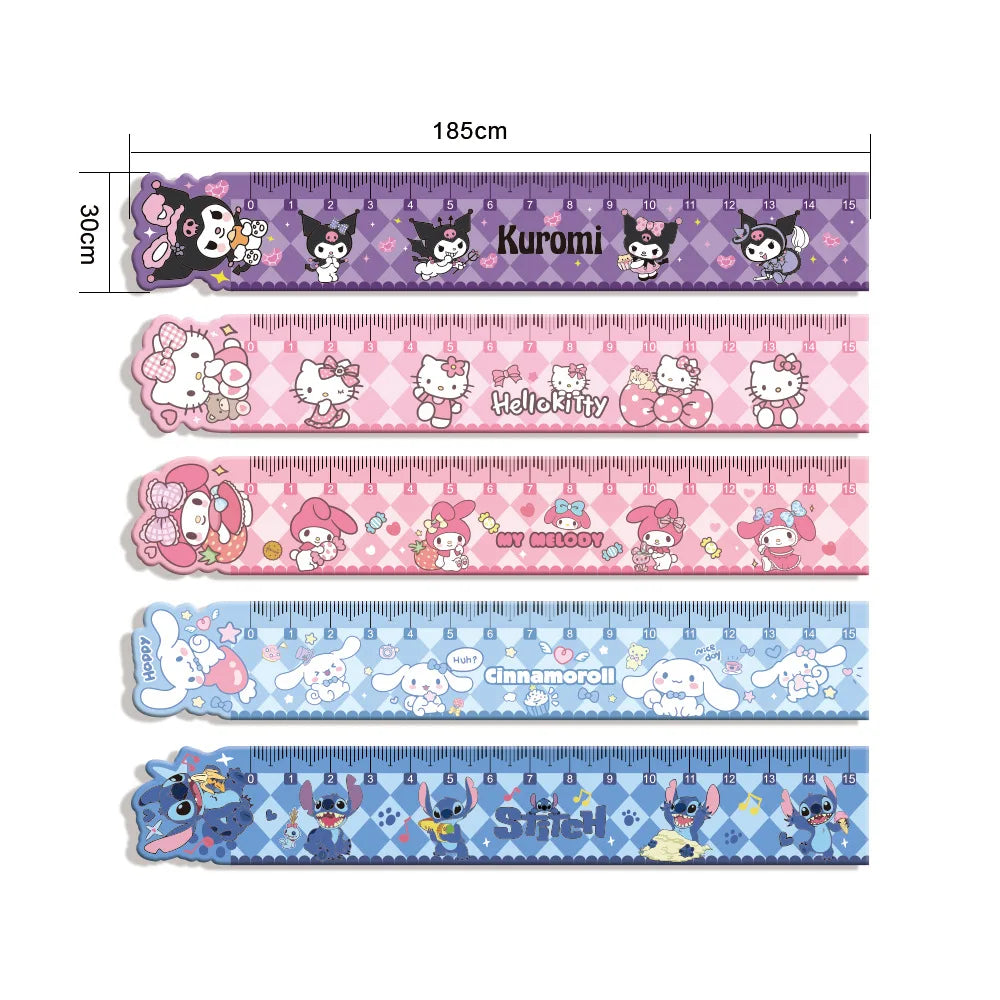 Sanrio Hello Kitty Ruler Anime Cinnamoroll My Melody Learning Measuring Ruler Cute Girl Heart Learning Stationery Kawaii Gift