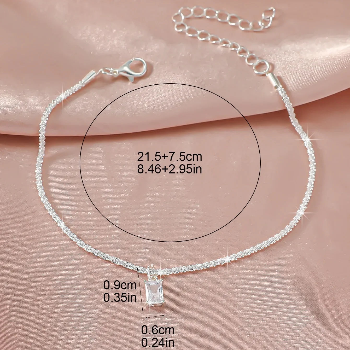 Sparkling Thin Chain Anklet Bracelet for Women Zircon Cross Pendant Bracelet on Leg Foot 2024 Trendy Boho Summer Beach Jewellry
