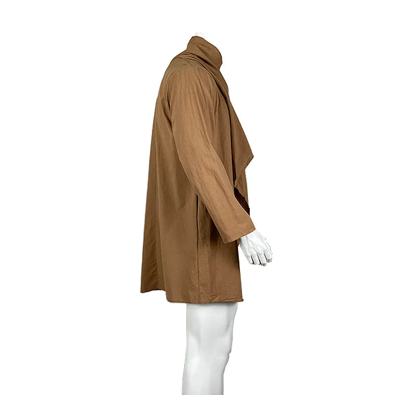 Men's Cotton Linen Cloak Long Irregular Cape Autumn New Long Sleeve Coat