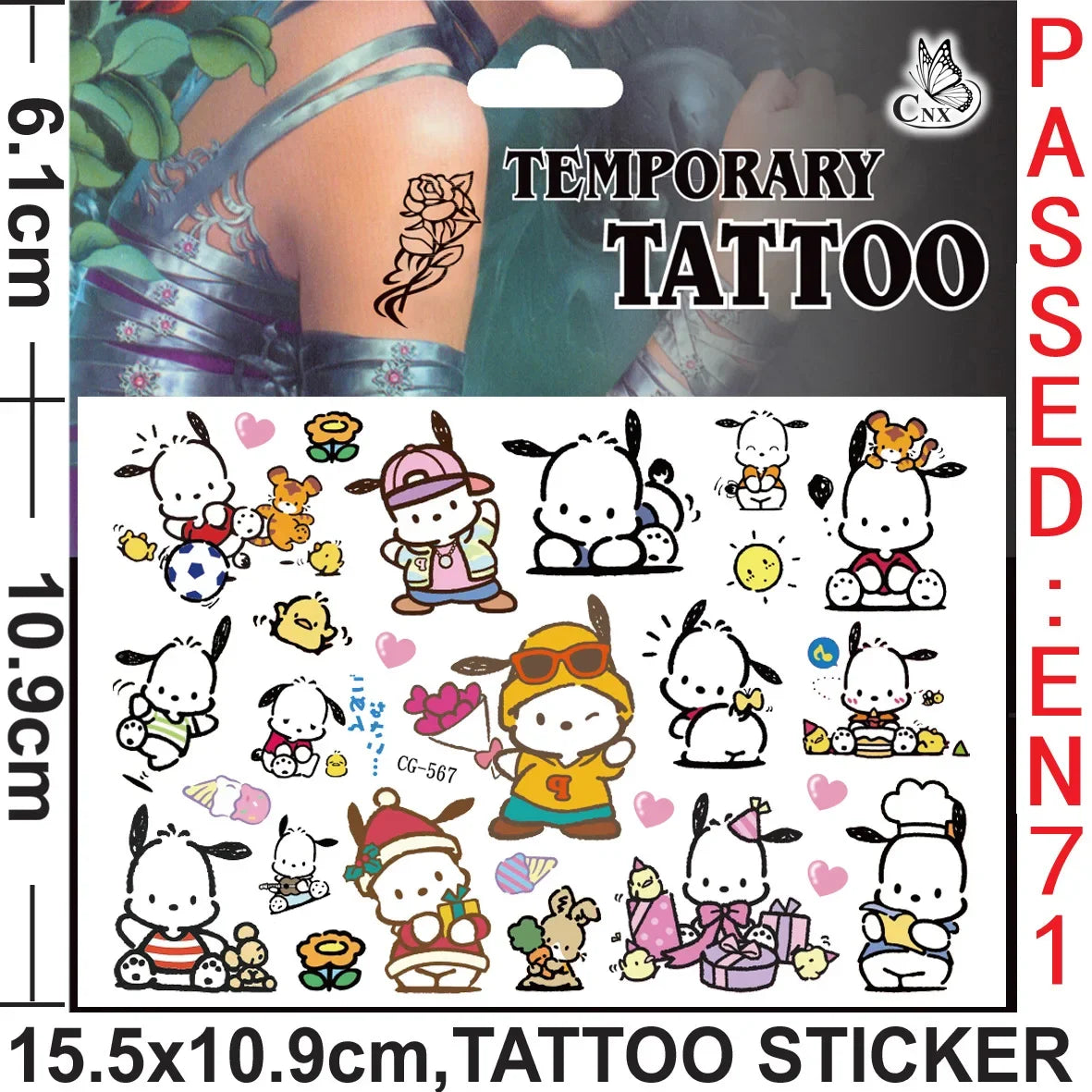 Sanrio series Tattoo Stickers Waterproof Cute Sticker Anime Birthday Party Supplies Decoration For Kids Women Men Gift