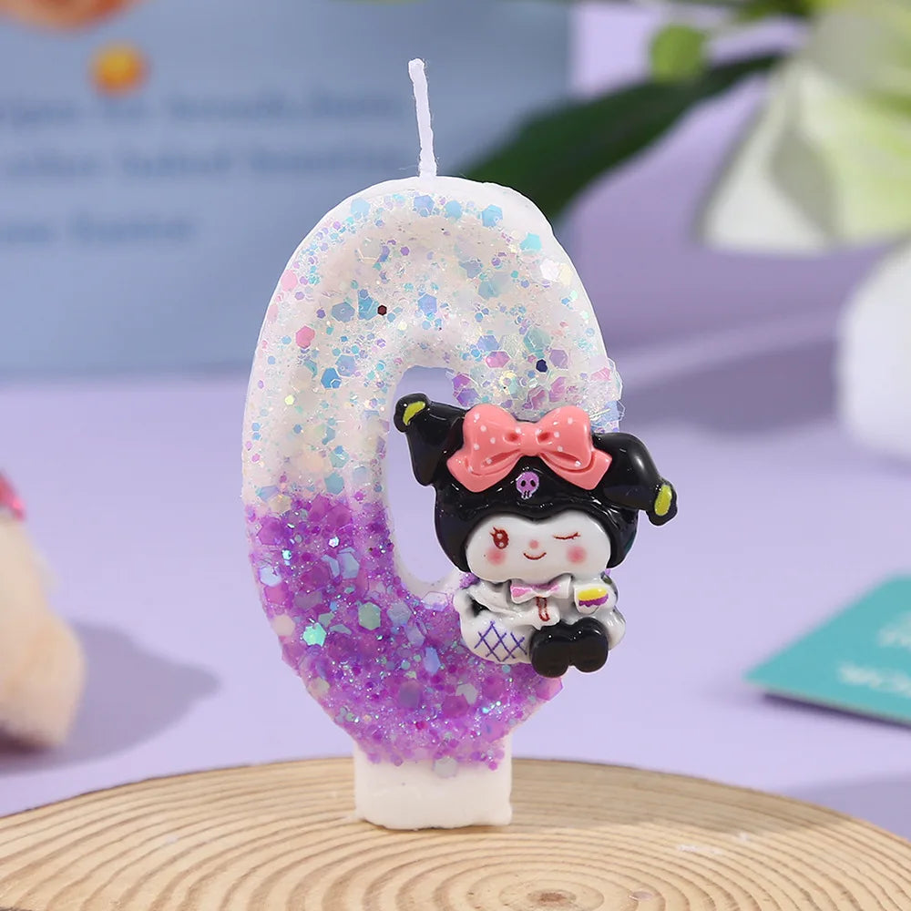 Kawaii Kuromi Birthday Candle Sanrio Purple 0-9 number Candles Birthday Cake Decoration Anniversary Party Candles Scene supplies