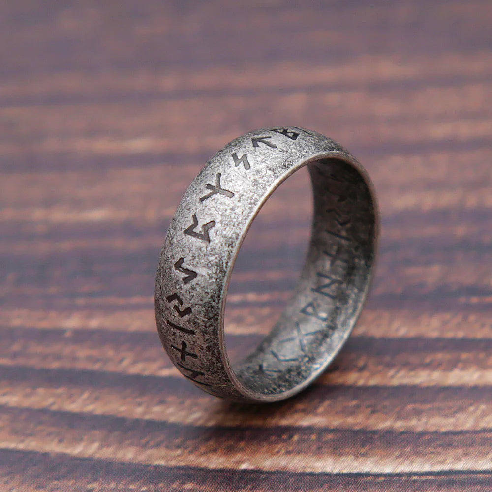 Fashion Retro Viking Rune Ring for Men Women 316L Stainless Steel Odin Letter Rings Couple Simple Amulet Jewelry Gifts Wholesale