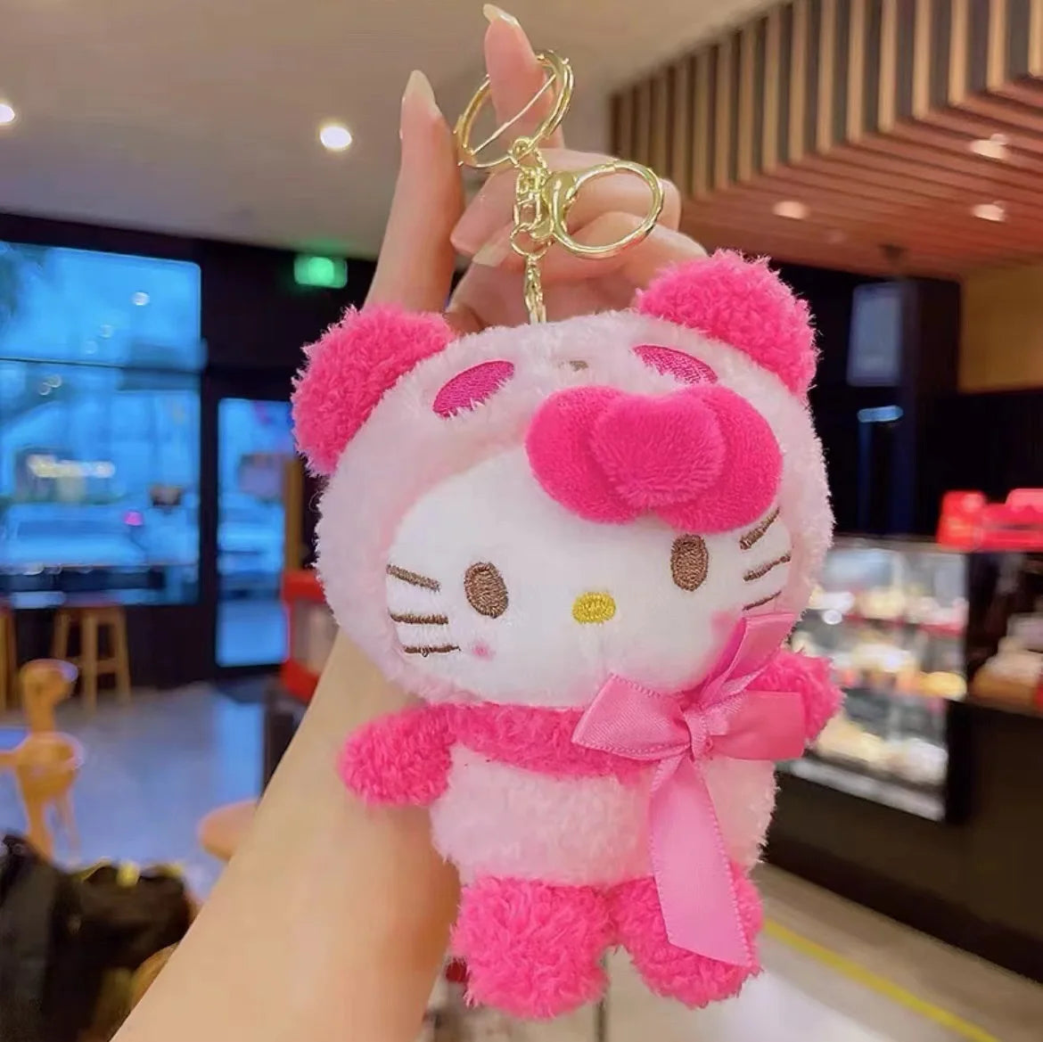 Sanrio Hello Kitty Plush Doll Keychain Pendant Cartoon Kt Cat Stuffed Plushies Key Ring Bag Accessories Girls Gift Kids Toys